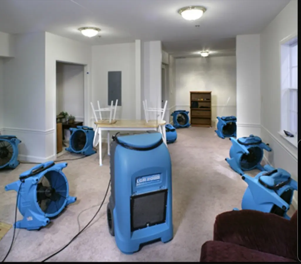 Air movers and dehumidifier setup for Water Extraction & Removal in Big Lake