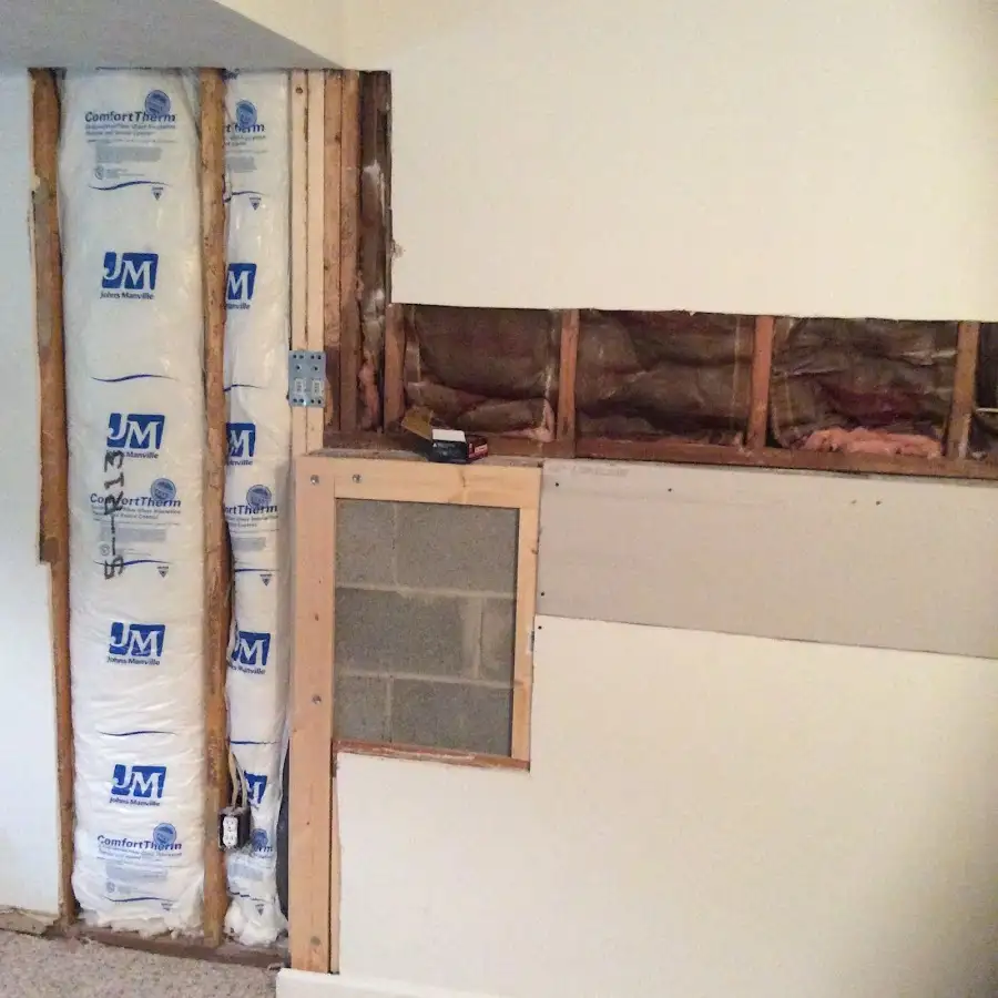 Wall insulation replacement during Basement Flood Cleanup in Big Lake
